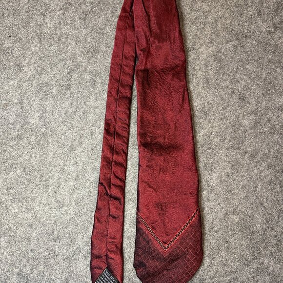 Vintage Gianni Versace Men’s Silk Tie – Burgundy Pattern 8/10 Condition - Picture 5 of 7